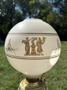 Antigua lámpara de aceite de vidrio satinado estilo grecorromano pantalla de bola HERMOSA B - Imagen 1 de 24