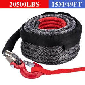 15m x 8mm 20500LBS Synthetic Winch Rope Cable with Protecing Sleeve for ATV UTV - Picture 1 of 10
