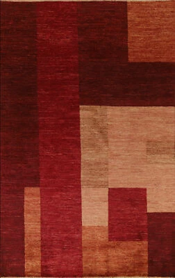 Gabbeh Red Wool Modern Area Rug - Timeless Beauty 7' 11" x 5' 6" - Image 1 of 4