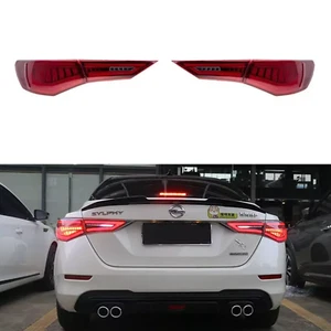Pair Red LED Tail Lights For Nissan Sylphy Sentra 2019-2022 Animation Rear Lamps - Picture 1 of 13