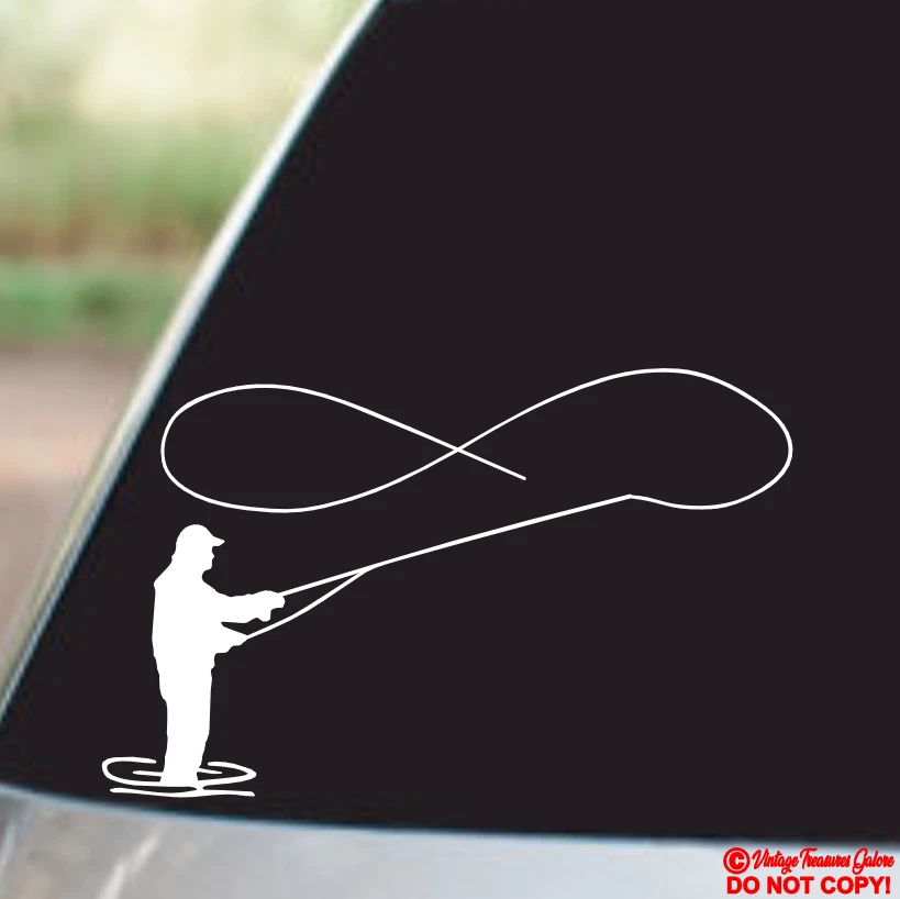 FLY FISHING Vinilo Calcomanía Adhesivo Ventana Coche Parachoques Caña de Río Carrete Trucha Pescador Foto 1 de 2