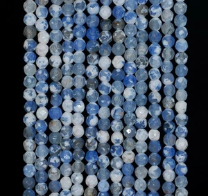4MM AGATE GEMSTONE ICE BLUE FACETED ROUND LOOSE BEADS 15inch - Picture 1 of 1