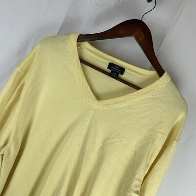 Suéter masculino Brooks Brothers 346 Supima algodão XXL amarelo gola V clássico moderno - Imagem 1 de 4