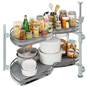 2 Tier Swing Tray Left Blind Corner Kitchen Cabinet Pull Out Organizer for 36" - Picture 1 of 7
