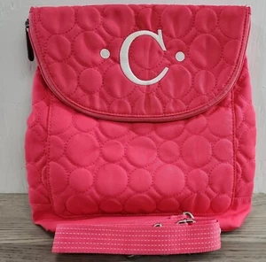 Thirty One Pink Quilted Dots Vary You Versatile Backpack Crossbody - Monogram C - Picture 1 of 10