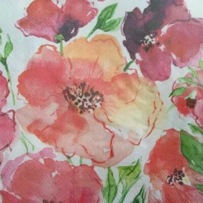 PAPER NAPKINS / SERVIETTES PACK OF 20 ORANGE POPPIES 3PLY - image 1 of 2