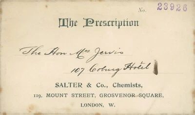 Antique Prescription Envelope Salter & Co chemist Grosvenor Square London - Image 1 of 2