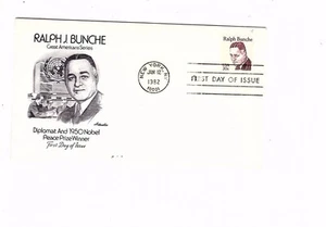 US stamp FDC 1860 Ralph J. Bunche  Artmaster Cachet. 47 in auction cv $82.25 G13 - Picture 1 of 1