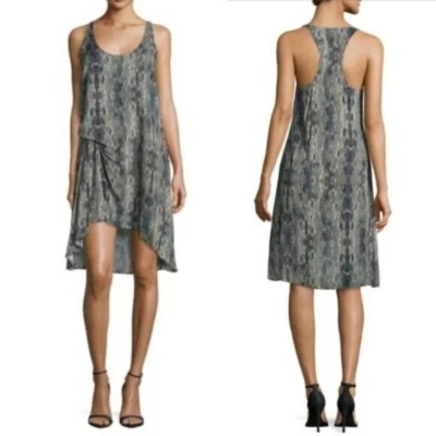 HAUTE HIPPIE Hilo Camo Military Racerback Gathered Asymmetrical Dress S $395 - Image 1 of 4