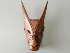 Maschera Sarda In Legno Scolpito Denti Gonario Otzana 1998 carnevale Ottanese