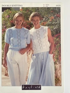 Damen Zick Zack Spitze Top STRICKMUSTER Kurzarm + Ärmellos Hayfield 4410 - Bild 1 von 8