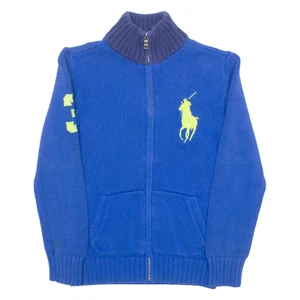 POLO RALPH LAUREN Boys Jumper Blue High Neck Tight Knit S - Picture 1 of 6