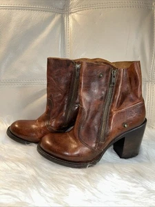 Botas Freebird Talla 6 Botines Marrón Tobillo Doble Cremallera Tacones Coñac Hechas a Mano - Imagen 1 de 11