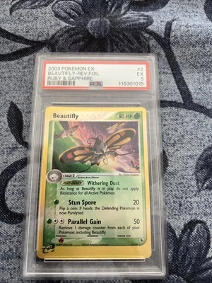 2003 Pokemon EX Ruby & Sapphire Beautifly - Holo 2/109 PSA 5 - Image 1 of 2
