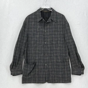 HICKEY FREEMAN Vintage Linen Blazer Mens Large Gray Tan Plaid Shirt jacket Coat - Picture 1 of 15