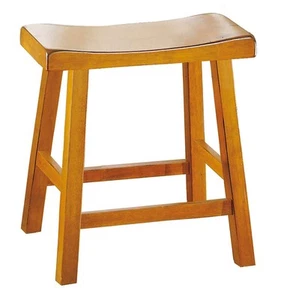 Saddleback Dining Height Barstool (Set of 2), 17.5 Inch, Oak - Picture 1 of 4