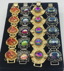 Elizabeth Morrey 4 pezzi bracciali audaci vintage cinque pannelli due firmati anguria AB - Foto 1 di 14