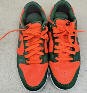 Nike Dunk Low Miami Hurricanes Men's Size 11 Used Fair Shape No Box - Picture 1 of 5