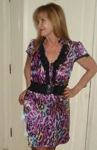 Postella Multicolor Leopard Silky Cap Sleeve Sheath Small S to Medium M NWOT - Picture 1 of 12
