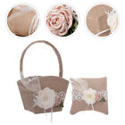  Ring Pillow Flower Basket Set Linen Pink Rings Wedding Garland