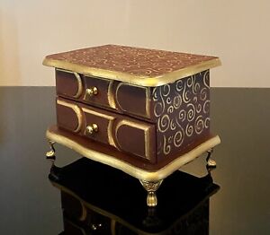 Maroon and Gold Jewelry Box