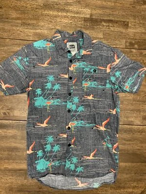 Красивая гигантская одежда мужская маленькая рубашка фламинго на пуговицах гавайский остров пляж - Изображение 1 из 4