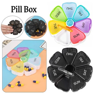 CAJA DE PASTILLAS DE PLÁSTICO DE 7 DÍAS PEQUEÑA TABLETA MEDICINAL DISPENSADOR ORGANIZADOR ESTUCHE DE ALMACENAMIENTO - Imagen 1 de 19