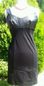 NEW$159 Gorgeous Boston Proper Faux leather bodice dress Women Size 4 Black - Picture 1 of 10