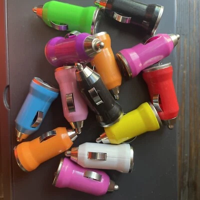 LOT of 12 Multicolor  CAR USB A/C LIGHTER CHARGER travel power adapters - Image 1 of 4