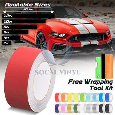 Matte Color Racing Stripes Vinyl Wrap Sticker For Ford Mustang Stripe 10FT /20FT - Image 1 of 4