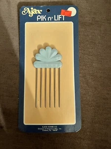 Vintage Ajax Purse Size HAIR LIFT Stainless Blue Pic N Lift Pick Comb New USA - Picture 1 of 4