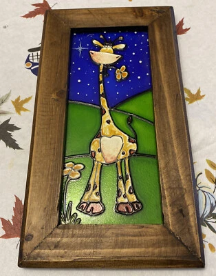 De colección Vidrieras Atrapasol Safari Jirafa Brillo Ventana Decoración Marco de Madera 12x7 Foto 1 de 4