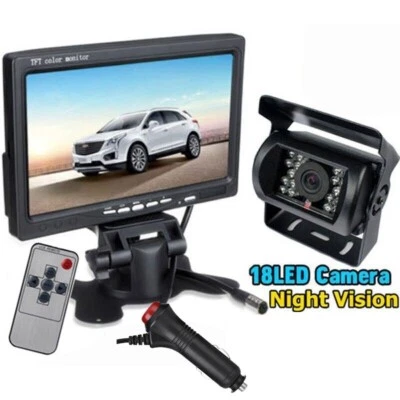 WIRED 7" MONITOR REVERSING CAMERA REAR VIEW KIT 12V 24V TRUCK,CARAVAN, Boat,VAN - Image 1 of 4