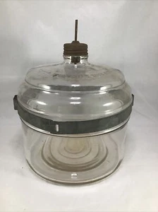 Vintage Duraglas Glass Kerosene Stove Fuel Bottle Drip Jar w/Metal Band & Lid - Picture 1 of 6