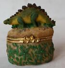Dinosaur Figurine Trinket Box Resin Unmarked Gold Hinged Starfish Pattern COOL -