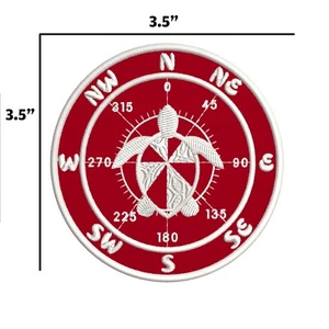 Sea Turtle Patch Embroidered DIY iron-on Applique Nautical Compass Gift - Picture 1 of 12