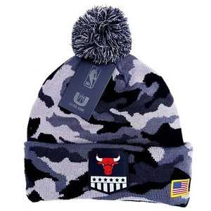 Chicago Bulls Beanie Hat Mens Womens NBA Salute to Service Gray Black Camo Gift - Picture 1 of 6