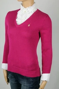 Ralph Lauren Pink V-neck Sweater Multi-Color Pony NWT - Picture 1 of 1