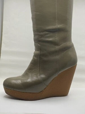 Botas de mujer gris charol plataforma cuña hasta la rodilla talla 8,5 Foto 1 de 4