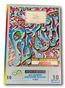 Staufen "AQUARIUS" Liniatur 10 DIN A5 Schreibheft Schulheft Kariert mit Rand Neu - Picture 1 of 7