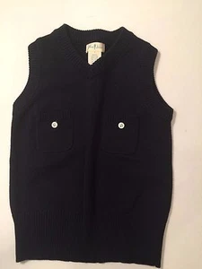 NEW Boy's OLIVE JUICE Boutique Navy Blue Cotton Knit Sweater VEST Size 4 Retro - Picture 1 of 3