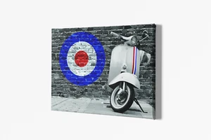 Mods Roundel Scooter Vespa Wall Art Canvas Print 20mm Deep Pop Art 3 sizes - Picture 1 of 1