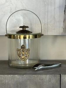 "Cubo de hielo de vidrio de doble pared estilo francés de colección detalles dorados, cubierta y pinza 8""x 9""" - Imagen 1 de 12