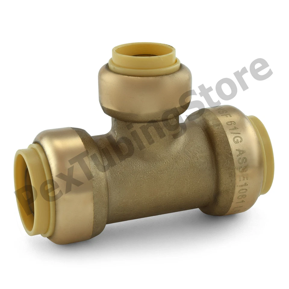3/4" x 3/4" x 1/2" Sharkbite Style (Push-Fit) Push to Connect LF Brass Tee - Image 1 of 1