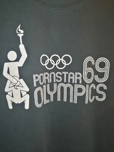 Vtg Y2K Porn Star Clothing Skate Brand Medium Cotton Tee 69 Pornstar Olympics NM - Picture 1 of 3
