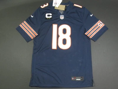 NIKE Caleb Williams #18 Chicago Bears 2025-26 Captains Patch Men's Jersey Blue