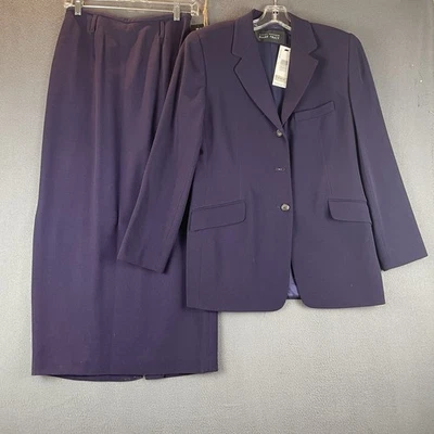 Traje Falda De Colección Ellen Tracy 100% Lana Talla 6 Nuevo Con Etiquetas Púrpura Forrado Tobillo Sofisticado * Foto 1 de 4