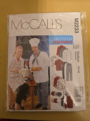 McCalls 2233 Chef Unisex Sz 38-40 Uniform Essentials: Apron, Jacket, Hat, Pants  - Image 1 of 2