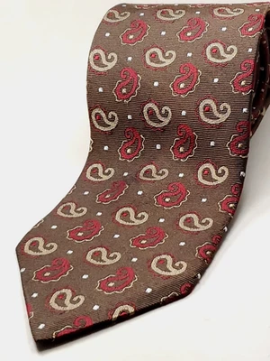 Corbata Brooks Brothers Vintage Hecha en EE. UU. 100% Seda Marrón Rojo Paisley NUEVA Foto 1 de 4