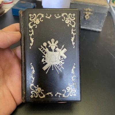 libro di preghiere 1841 esercizio di pietà copertina con intarsio in argento - Immagine 1 di 4